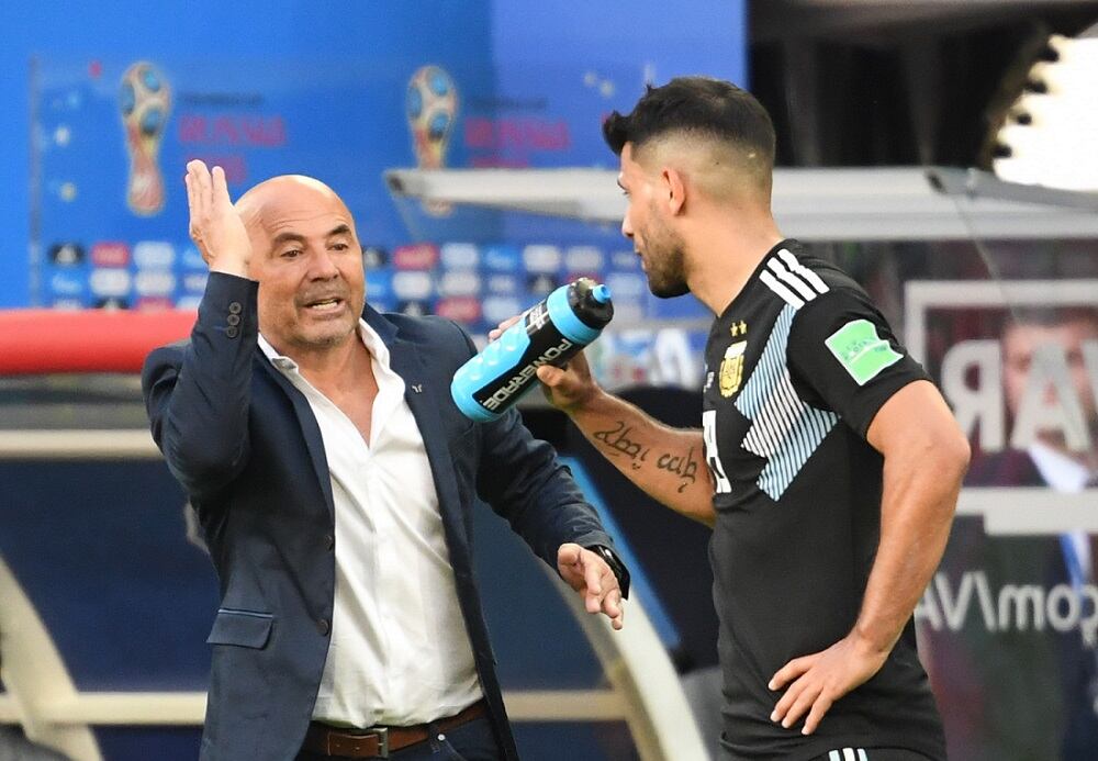 Sampaoli y Agüero en el Mundial 2018