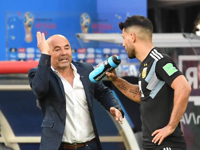 Sampaoli y Agüero en el Mundial 2018
