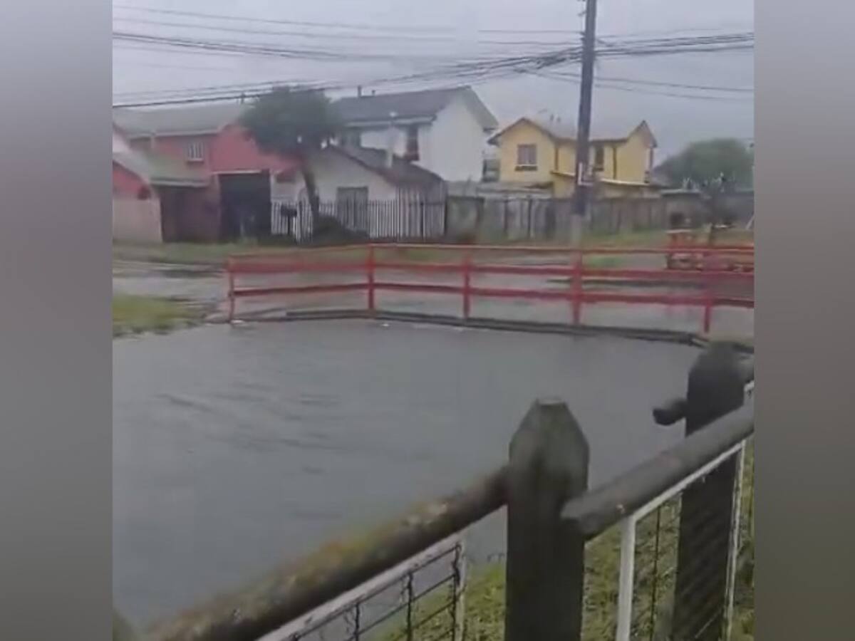 Hay viviendas cercanas: imagen muestra inminente desborde de canal Manuel Gaete de Talcahuano en medio de temporal