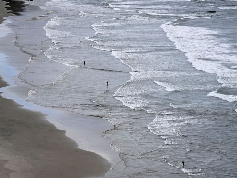Personas en una playa de la costa de Japón
