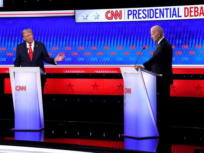 Joe Biden y Donald Trump en el primer debate televisivo de la campaña 2024 para la elección presidencial en Estados Unidos.