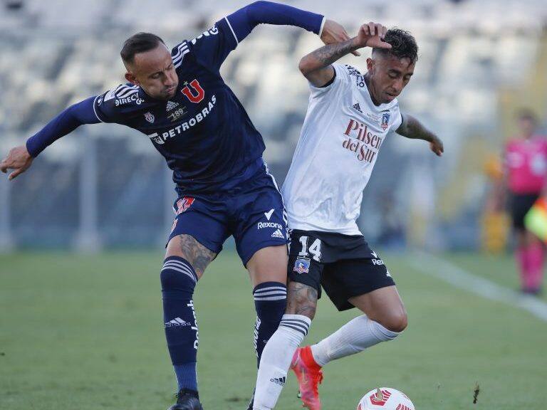 25 de Abril del 2021/SANTIAGOMarcelo Cañete(i) y Martin Rodriguez(d) ,durante el partido valido por la quinta fecha del Campeonato Nacional AFP PlanVital 2021, entre Colo Colo vs Universidad de Chile, disputado en el Estadio Monumental.
FOTO:FRANCISCO LONGA/AGENCIAUNO