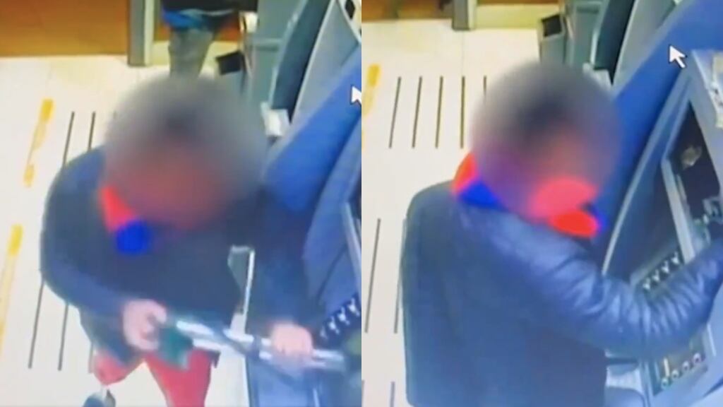 In fraganti: descubren a ladrón con discapacidad golpeando un cajero automático
