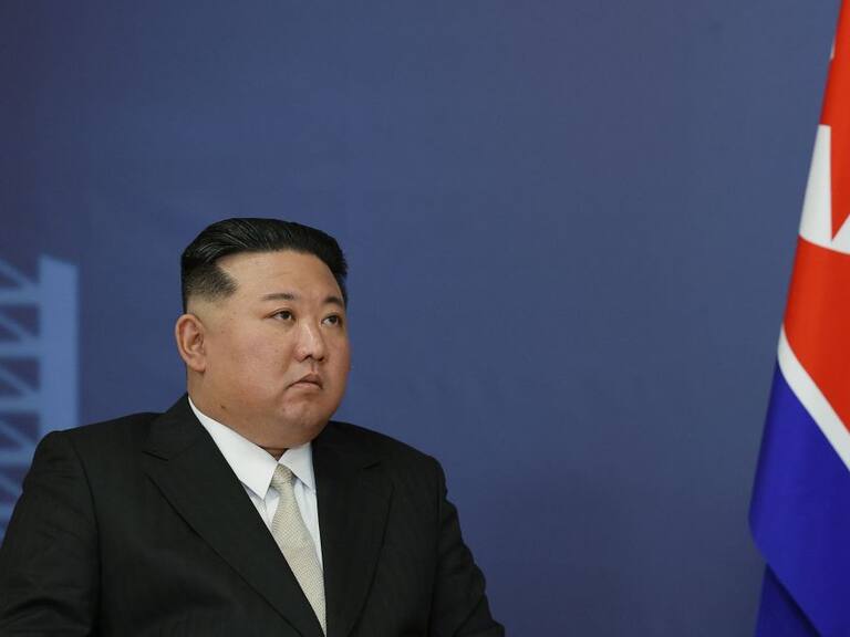 El líder supremo de Corea del Norte Kim Jong Un en un acto oficial