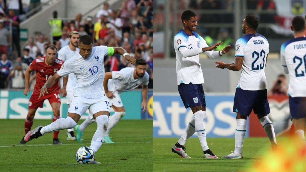 Francia e Inglaterra golean en la clasificatoria a la Eurocopa 2024