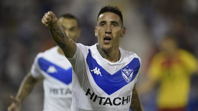 Argentina's Velez Sarsfield midfielder Ricardo Centurion celebrates after scoring against Ecuador's Aucas during the Copa Sudamericana football match at Jose Amalfitani stadium in Buenos Aires on February 4, 2020. (Photo by JUAN MABROMATA / AFP) (Photo by JUAN MABROMATA/AFP via Getty Images)