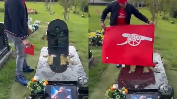 Hombre visitó la tumba de su amigo fanático del Arsenal en un emotivo video: “Lo logramos, hermano...”