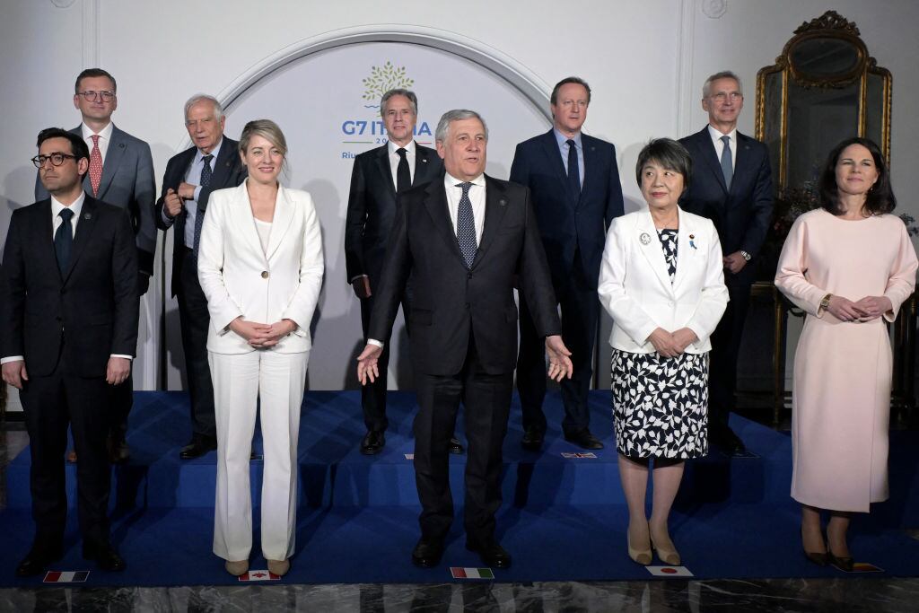 Los representantes de las cancillerías de los países que integran el Grupo de los Siete (G7) reunidos en la ciudad de Capri en Italia.