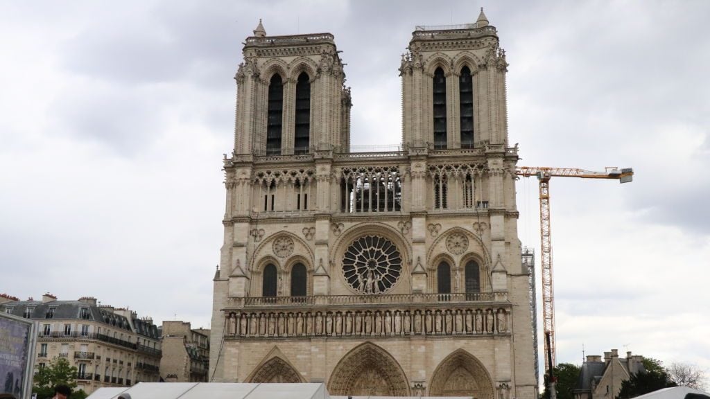 PARIS, FRANCE - APRIL 12: A view of Notre Dame cathedral in Paris, France on April 12, 2020. The restoration of the Notre Dame Cathedral, which was damaged in the fire on 15 April 2019 in Paris, has not yet been completed. (Photo by Alaattin Dogru/Anadolu Agency via Getty Images)