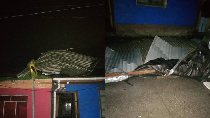 Tromba marina provoca voladura de techo de al menos 10 casas en Penco