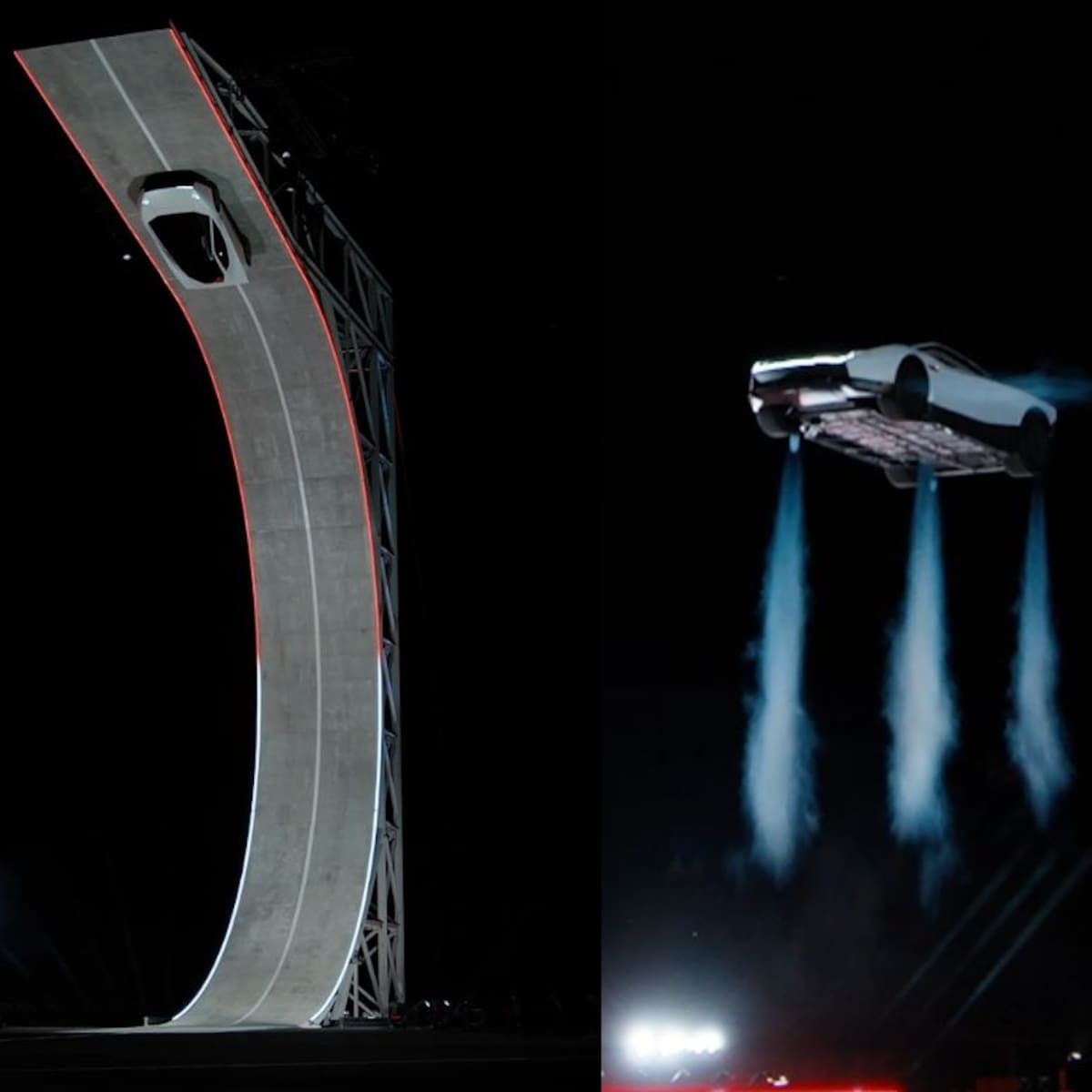 Parece de ciencia ficción: Tesla presenta su auto “volador” con volteretas en el aire y sobrevuelo a otros vehículos