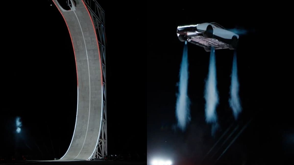 Parece de ciencia ficción: Tesla presenta su auto “volador” con volteretas en el aire y sobrevuelo a otros vehículos