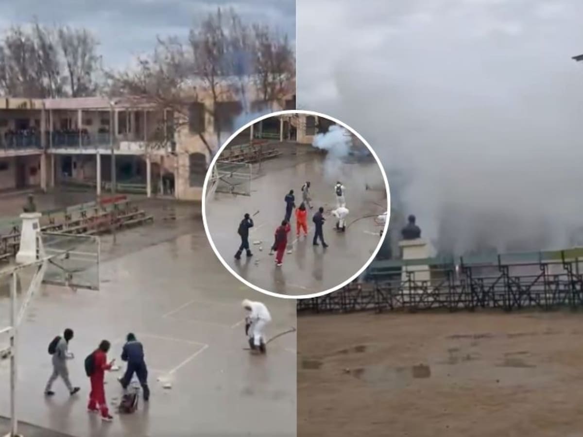 Overoles blancos protagonizan desmanes en liceo de Talca: lanzaron fuegos artificiales al interior del recinto