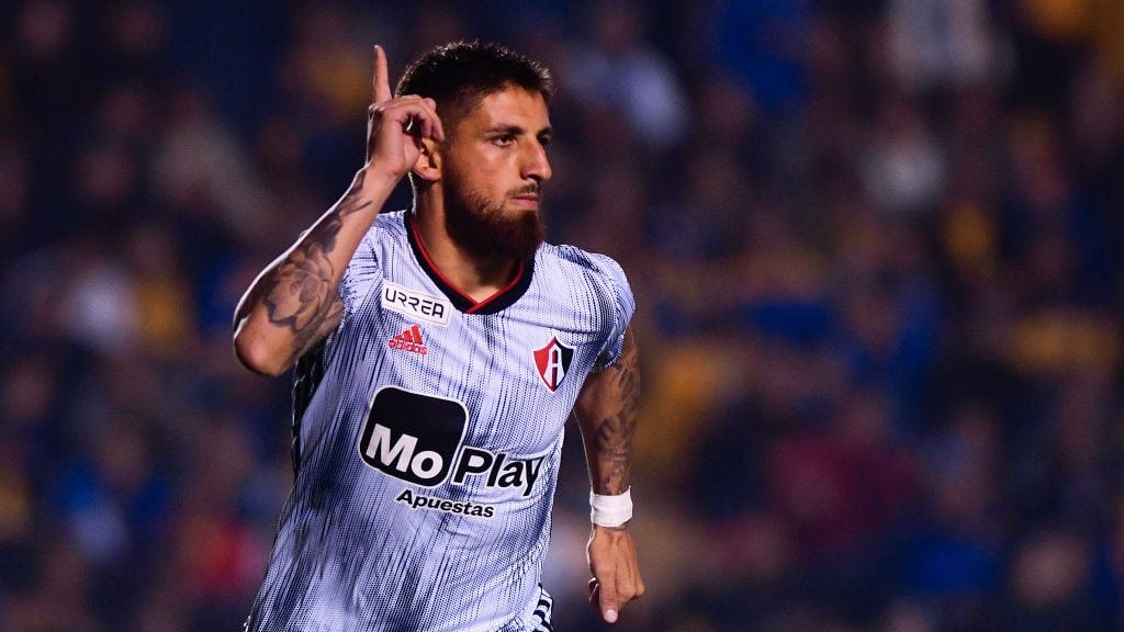 MONTERREY, MEXICO - JANUARY 25: Ignacio Jeraldino of Atlas celebrates after scoring the first goal during the 3rd round match between Tigres UANL and Atlas as part of the Torneo Clausura 2020 Liga MX at Universitario Stadium on January 25, 2020 in Monterrey, Mexico. (Photo by Andrea Jimenez/Jam Media/Getty Images)