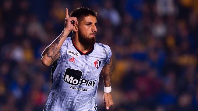 MONTERREY, MEXICO - JANUARY 25: Ignacio Jeraldino of Atlas celebrates after scoring the first goal during the 3rd round match between Tigres UANL and Atlas as part of the Torneo Clausura 2020 Liga MX at Universitario Stadium on January 25, 2020 in Monterrey, Mexico. (Photo by Andrea Jimenez/Jam Media/Getty Images)