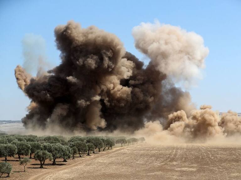 Un proyectil explota sobre el territorio de Siria