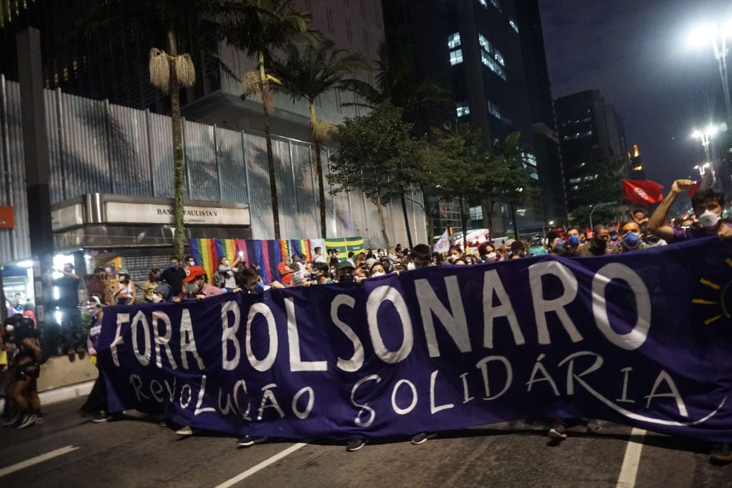 Protesta en contra del ultraderechista Jair Bolsonaro en Sao Paulo