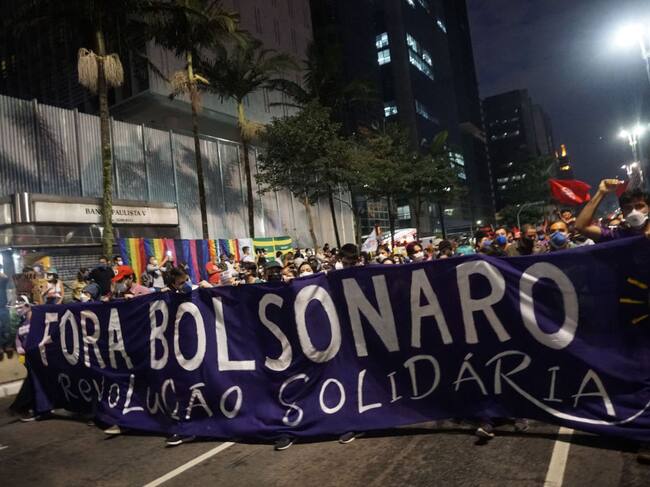 Protesta en contra del ultraderechista Jair Bolsonaro en Sao Paulo