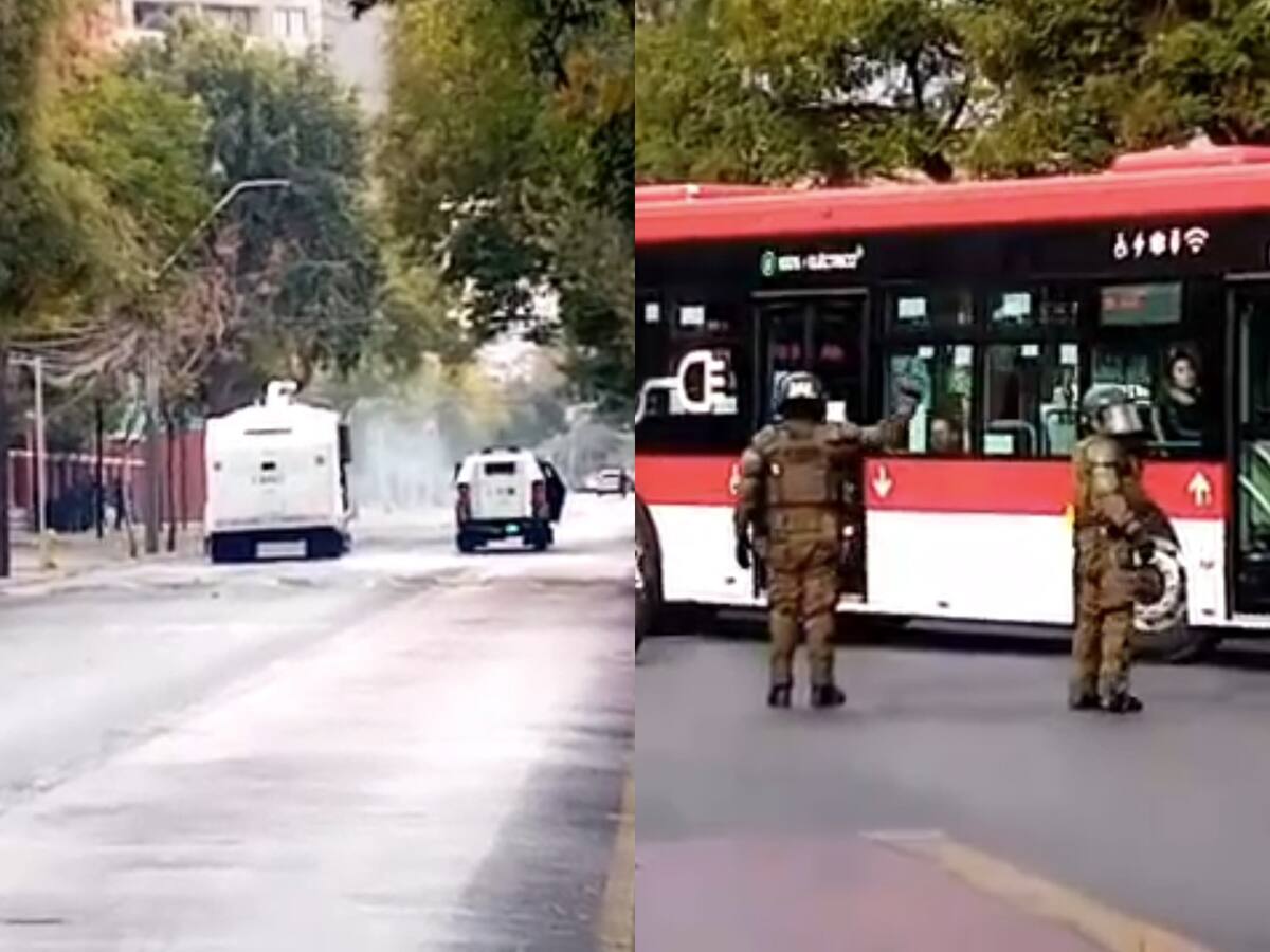 Incidentes cerca del Liceo Manuel Barros Borgoño provocan corte de tránsito en Santiago Centro