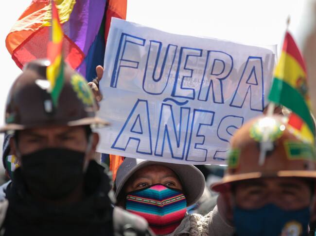 Protesta contra el gobierno interino de Añez en agosto de 2020