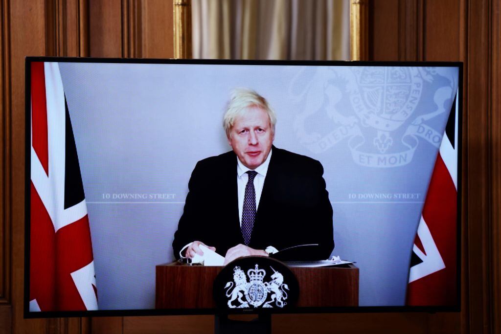 Boris Johnson en un mensaje televisado