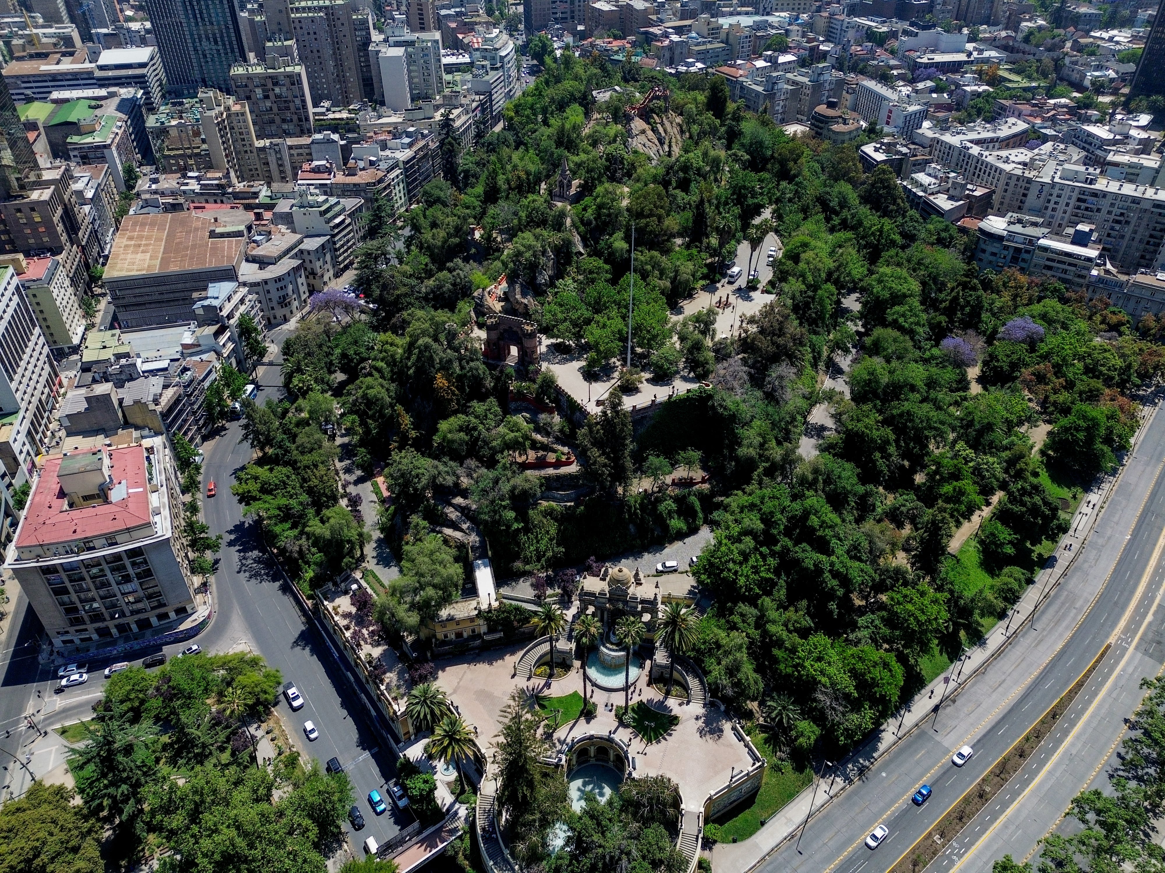 Vista aérea del cerro Santa Lucía