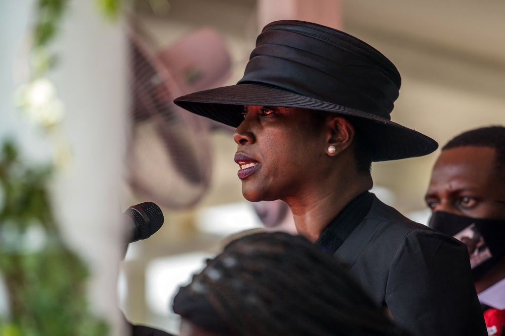 Getty Images | Martine Moïse durante el funeral de su marido, el asesinado presidente haitiano Jovenel Moïse, el 23 de julio de 2021