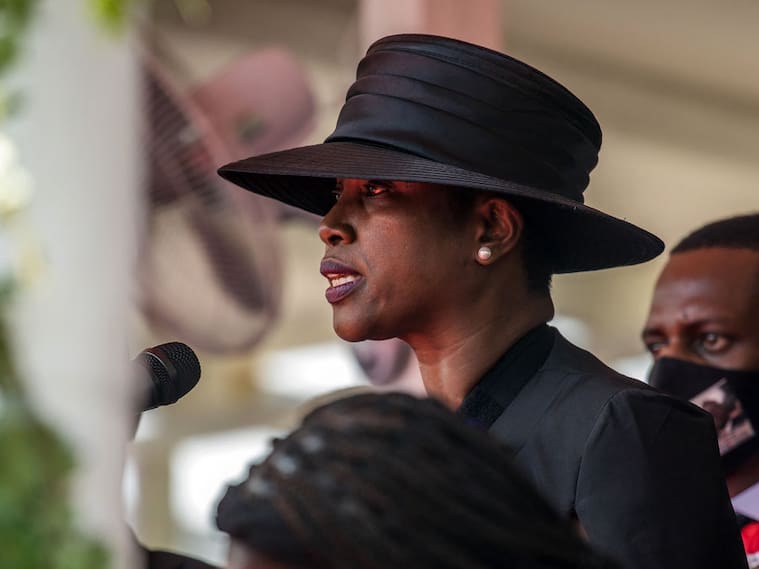 Getty Images | Martine Moïse durante el funeral de su marido, el asesinado presidente haitiano Jovenel Moïse, el 23 de julio de 2021