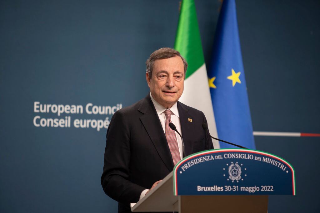 El primer ministro de Italia Mario Draghi tras cita de ingreso de Ucrania a la UE