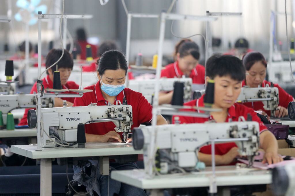 Trabajadoras de una compañía en Huaibei