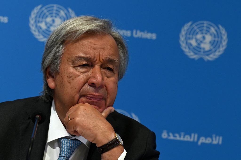 El jefe de las Naciones Unidas Antonio Guterres ante la prensa