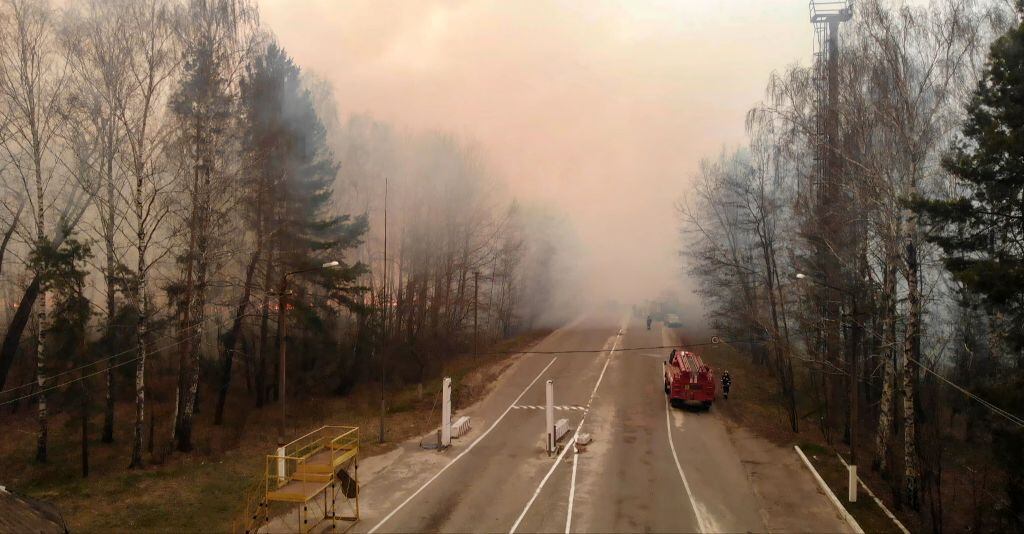 Un incendio forestal afecta a la localidad de Prípiat en Ucrania