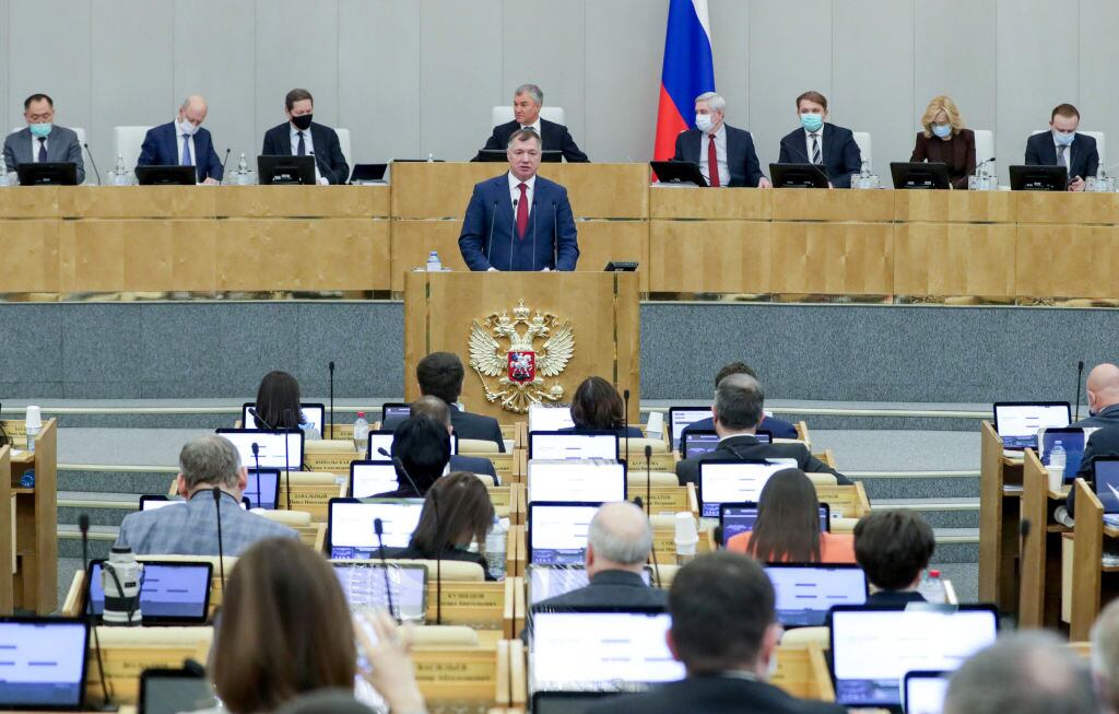 La sala del pleno de la Duma de Rusia en Moscú