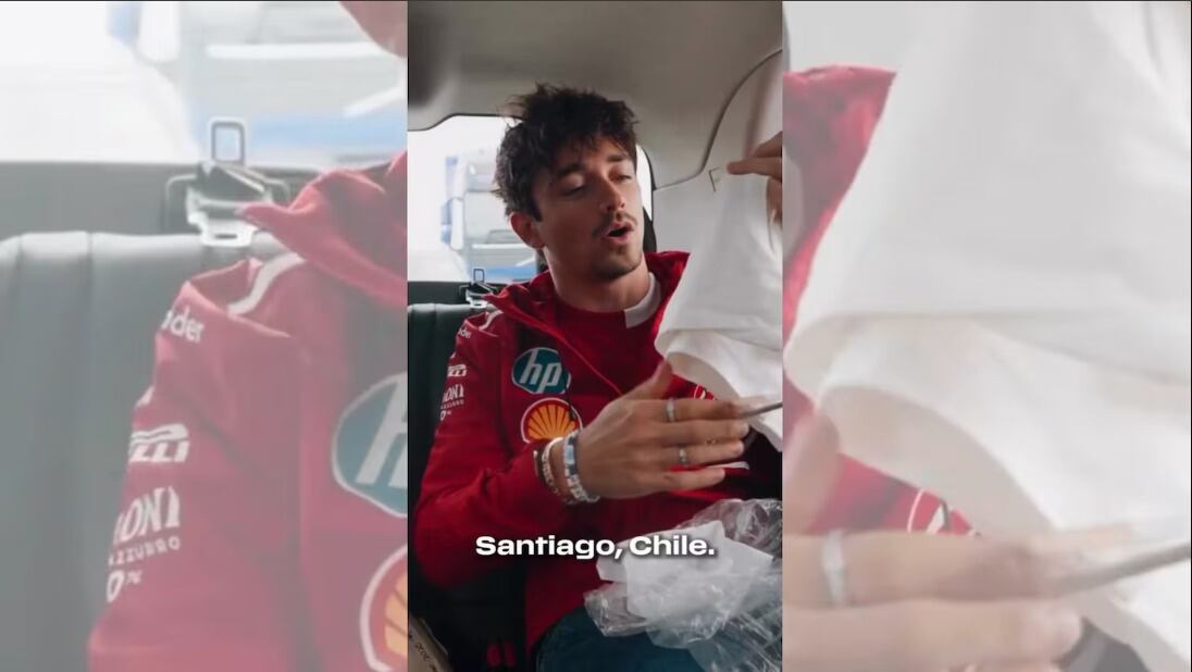 La reacción de Charles Leclerc tras recibir un regalo de un fanático chileno | Captura de pantalla