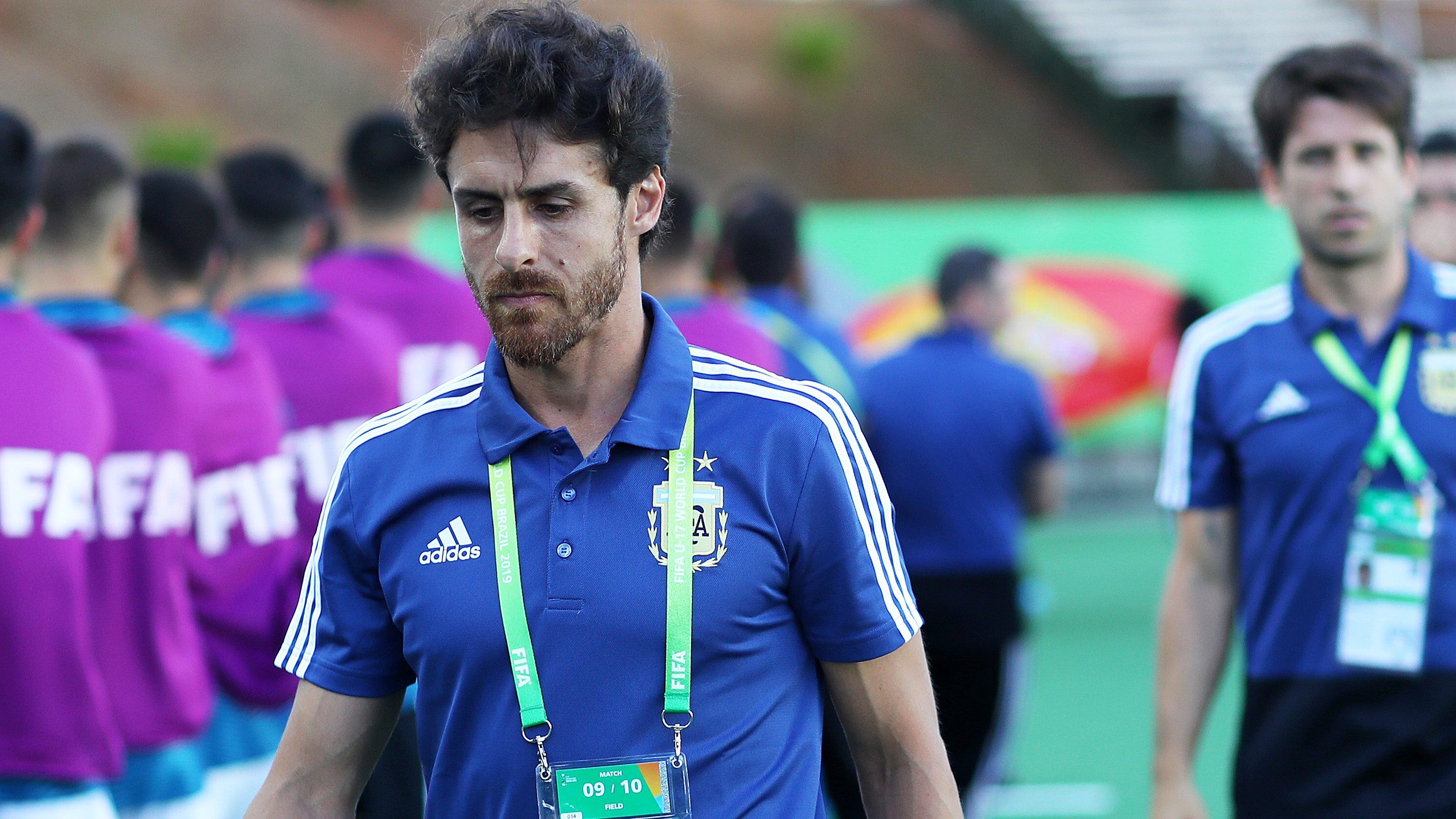 VITORIA, BRAZIL - OCTOBER 28: Head Coach Pablo Aimar of Argentina looks on before the FIFA U-17 World Cup Brazil 2019 group E match between Spain and Argentina at Estádio Kléber Andrade on October 28, 2019 in Vitoria, Brazil. (Photo by Maddie Meyer - FIFA/FIFA via Getty Images)