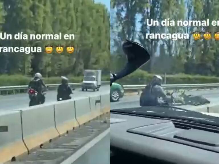 Registran persecución policial contra motochorros que iban contra el tránsito: carabinero cayó de su moto
