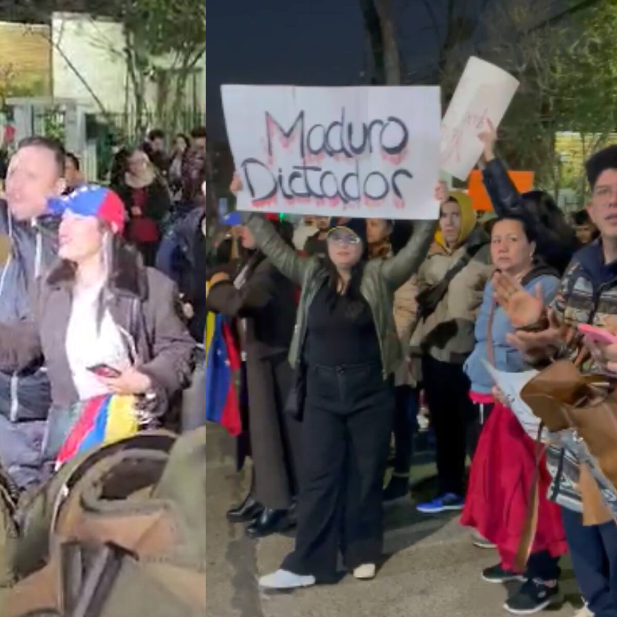 Opositores de Maduro protestan fuera de la embajada de Venezuela en Chile: Carabineros tuvo que intervenir