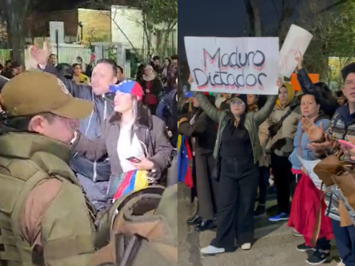 Opositores de Maduro protestan fuera de la embajada de Venezuela en Chile: Carabineros tuvo que intervenir