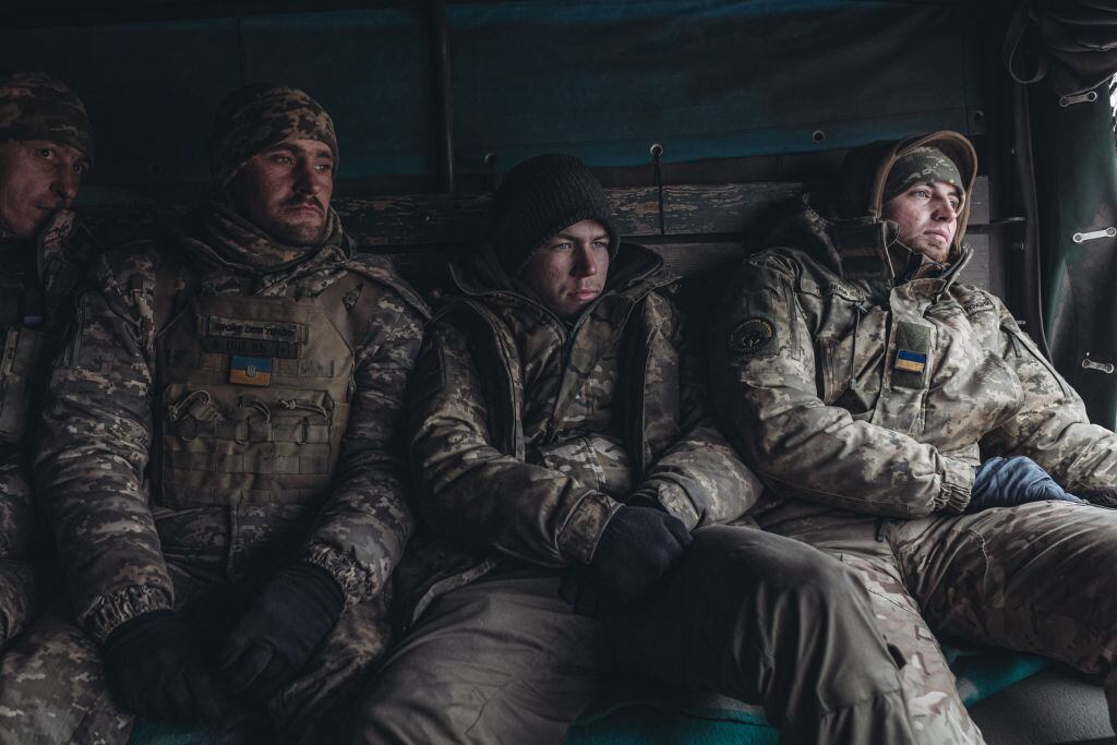 Los soldados de Ucrania en el frente de batalla en la región del Donetsk