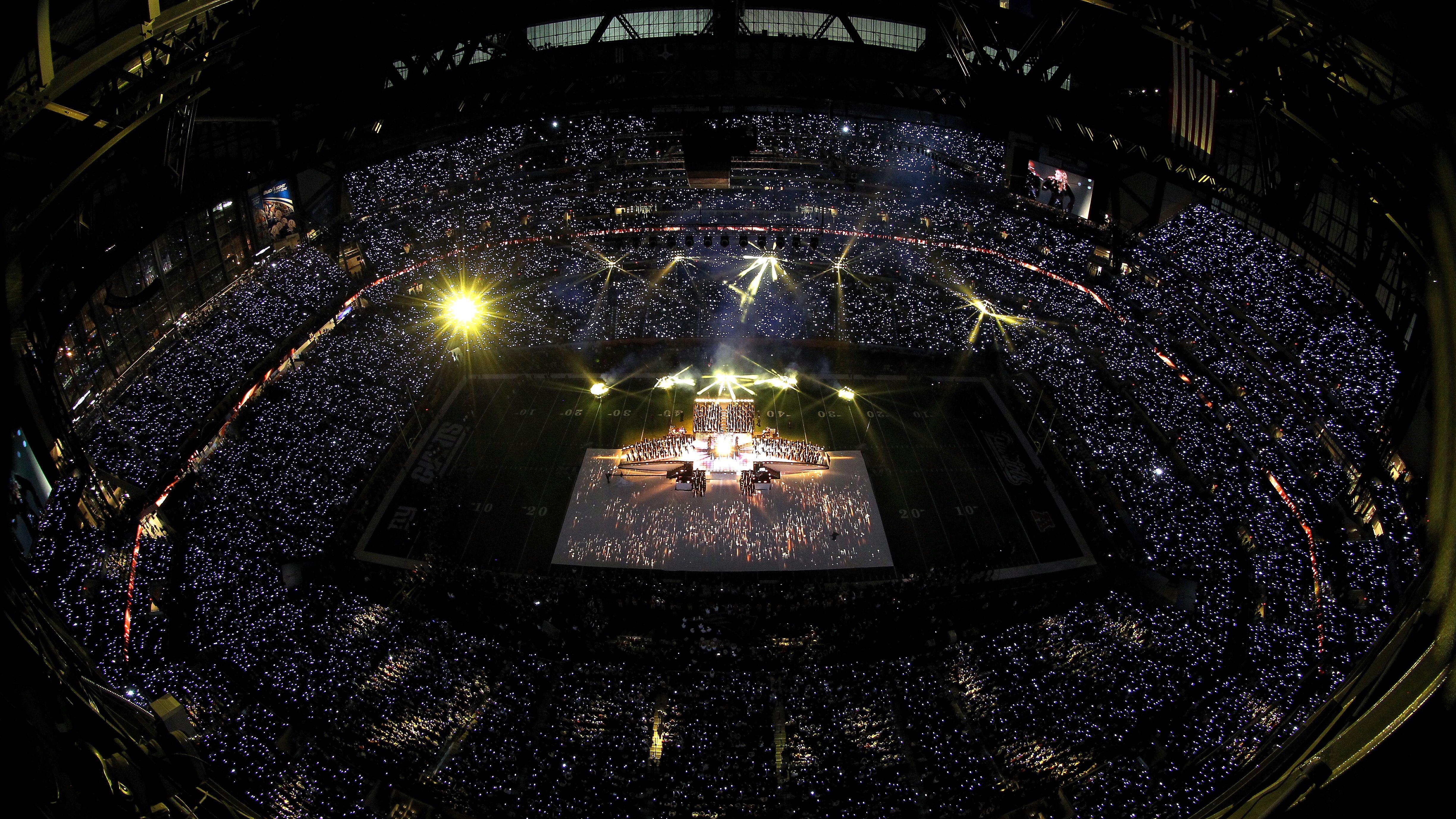 INDIANAPOLIS, IN - FEBRUARY 05: Madonna performs during the Bridgestone Super Bowl XLVI Halftime Show at Lucas Oil Stadium on February 5, 2012 in Indianapolis, Indiana. (Photo by Andy Lyons/Getty Images)