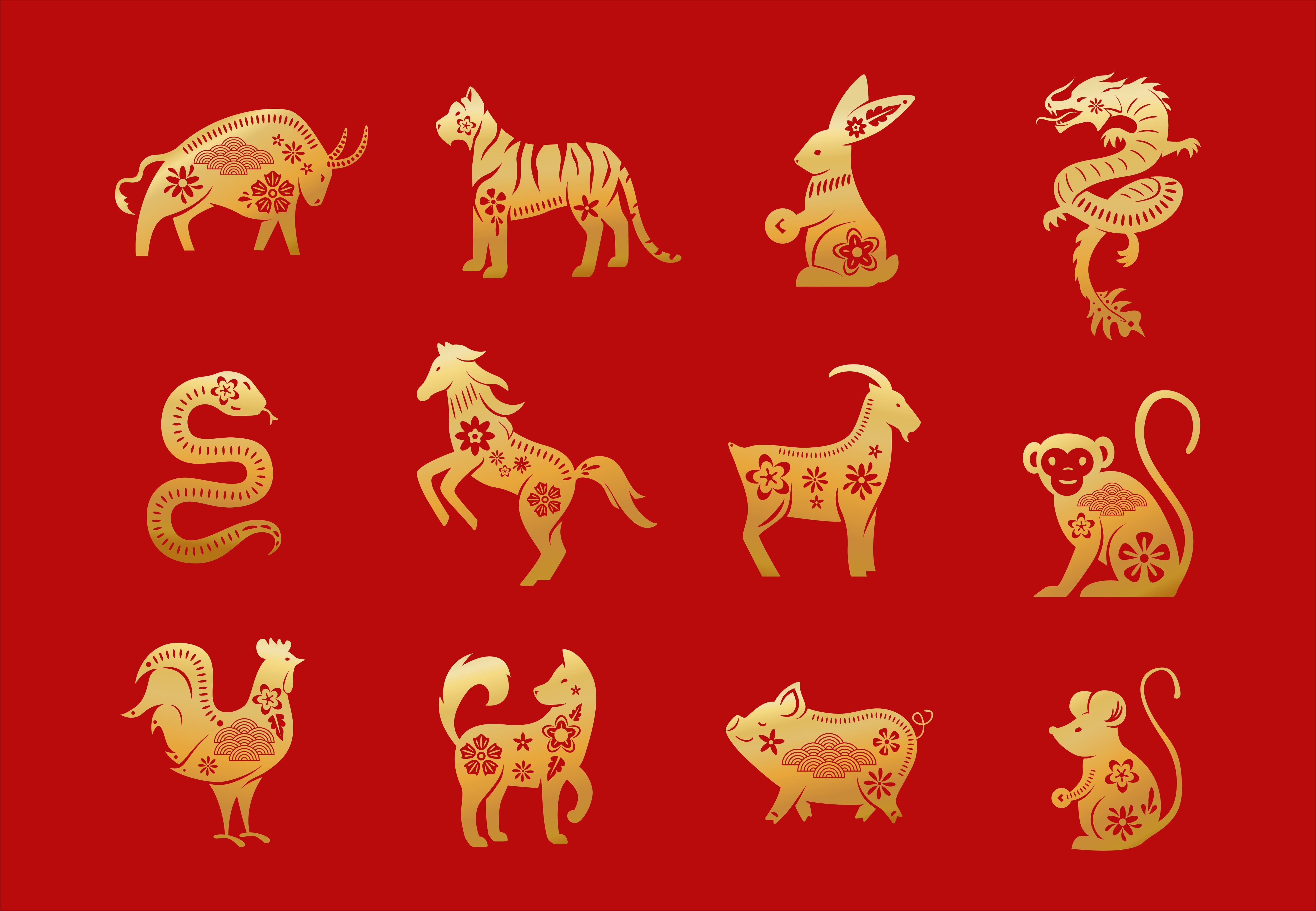 Chinese zodiac animals.