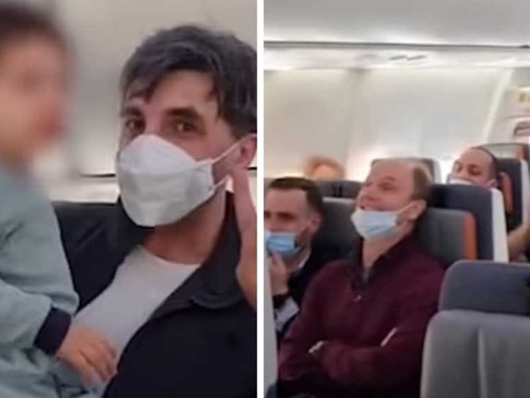 Pasajeros de un avión ayudaron a un papá a cantar «Baby Shark» para calmar a su bebé