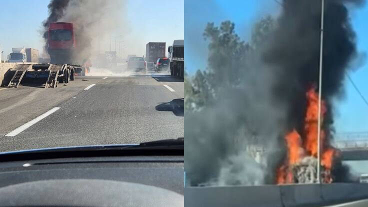 Alerta en Ruta 78: auto se incendia en plena pista y genera restricciones de tránsito