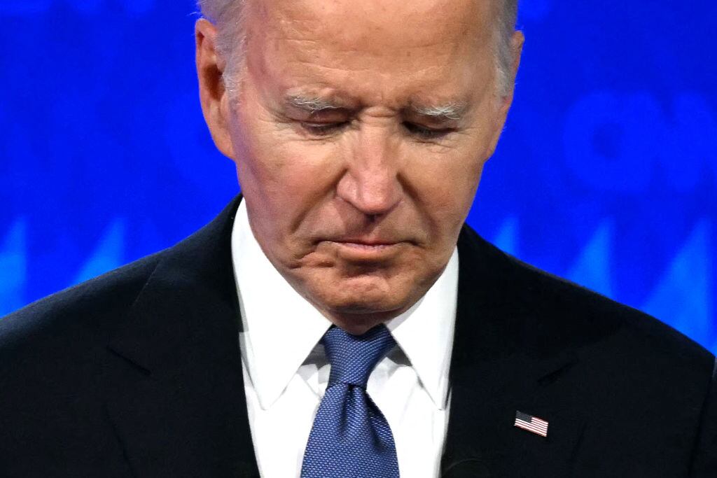 El presidente de Estados Unidos, Joe Biden, durante el primer debate presidencial televisado ante Donald Trump, efectuado en Atlanta.