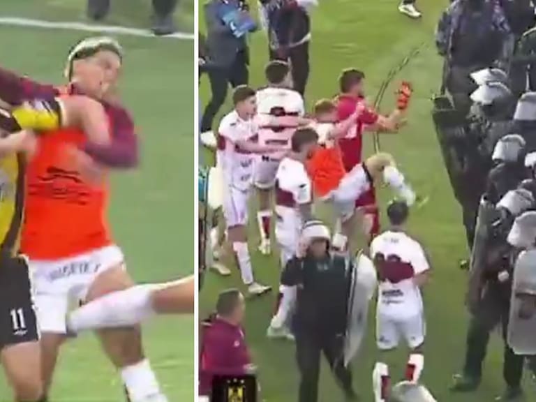 Caos en el fútbol argentino: partido termina en batalla campal y enfrentamiento de jugadores con la policía