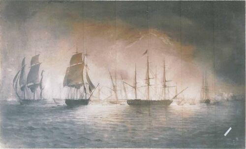 Toma de la fragata Esmeralda por la Escuadra de Chile de Lord Cochrane por Charles Wood