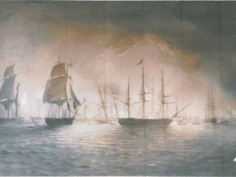 Toma de la fragata Esmeralda por la Escuadra de Chile de Lord Cochrane por Charles Wood