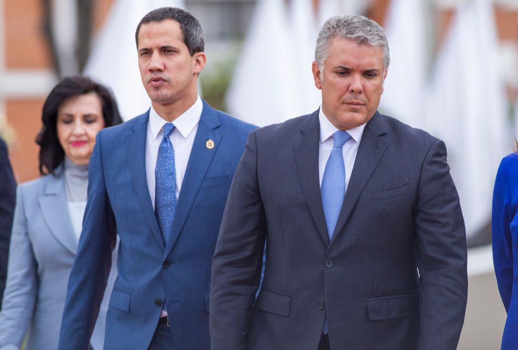 El gobernante colombiano Iván Duque en una cita con el opositor venezolano Juan Guaidó