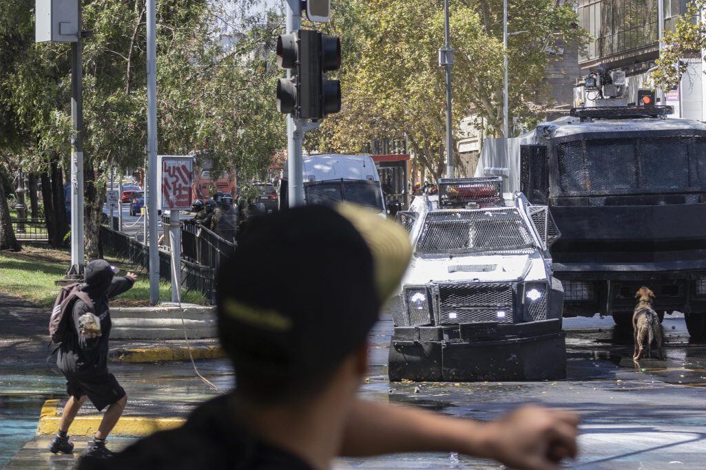 Manifestaciones en Santiago Centro durante el cambio de mando.