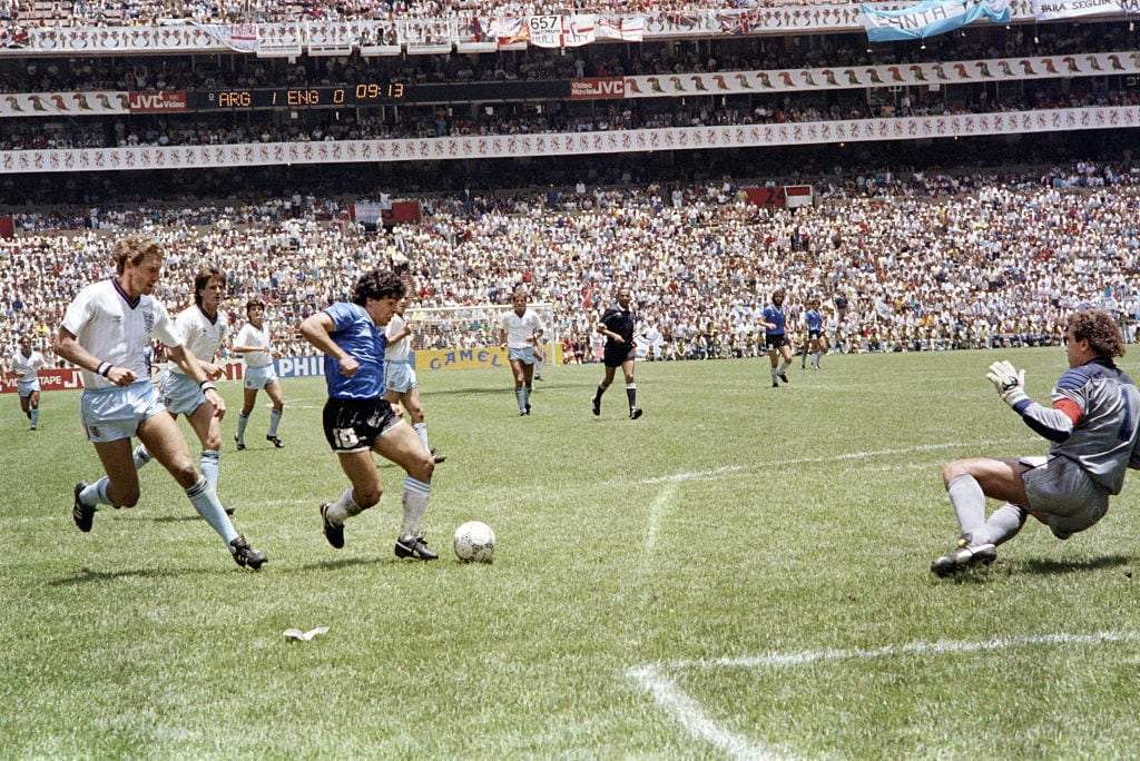 Diego Armando Maradona contra Inglaterra en el Mundial de 1986